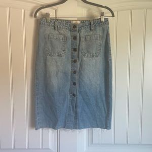 Marine Layer Brooke Midi Skirt Denim button front size 6